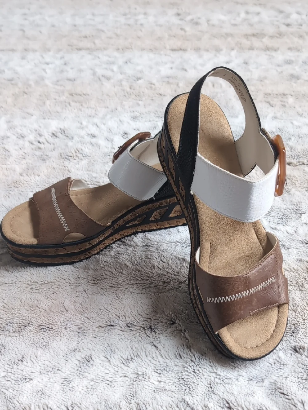Rieker 68176 Rose Wedge Buckle Detail Sandal